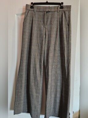 American Eagle Outfitters Women's Plaid Wide-Leg Trousers